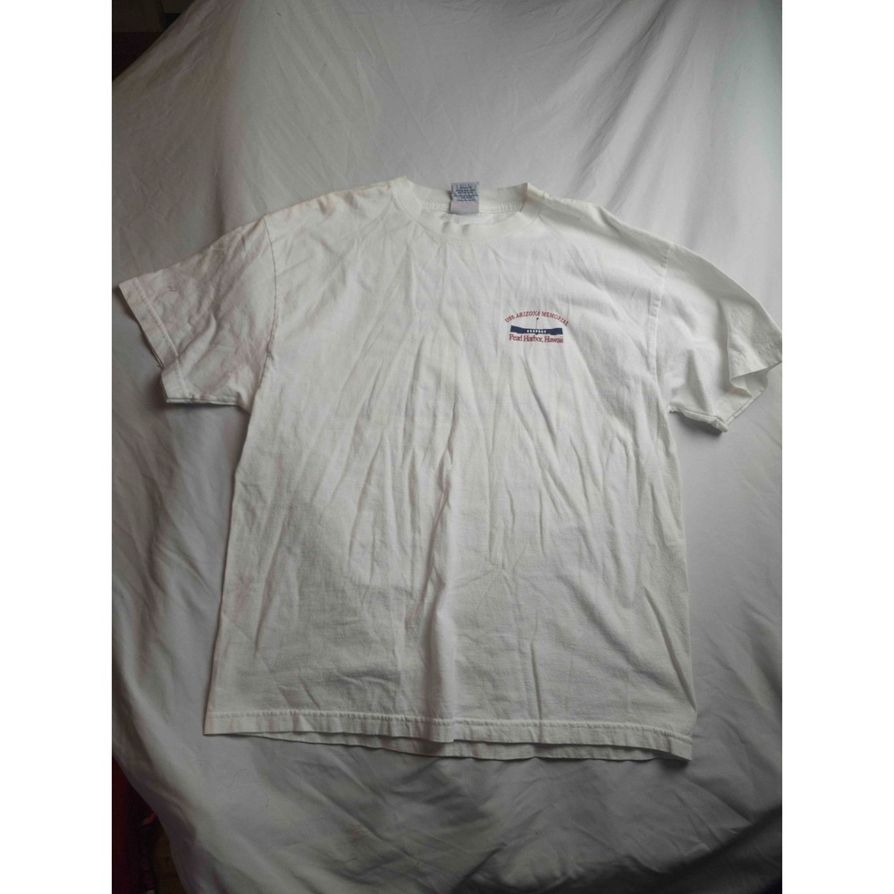 Vintage USS Arizona Memorial Museum Shirt Mens Size XL White Pearl Harbor Hawaii